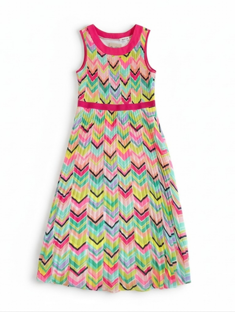 NEW! Rare Editions Girls Spring Chevron Print Sleeveless Maxi Dress - Pink Multi